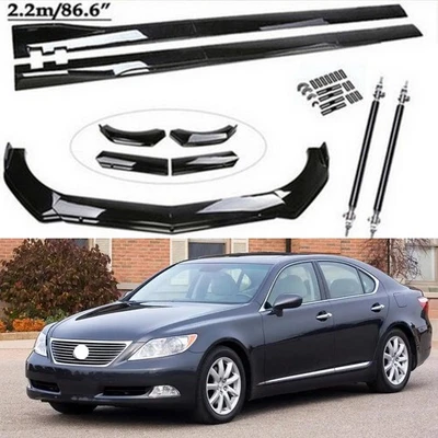 Gloss Black Front Bumper Lip /Side Skirt Strut Rods For Lexus LS460 LS500 500h - Imagem 1 de 4