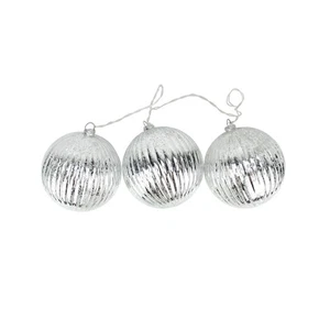 PENN 3 Silver Mercury Glass Finish Ball Christmas Ornaments - Clear Lights - Imagen 1 de 2