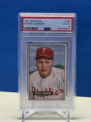 1951 Bowman Richie Ashburn #186 PSA 4 VG-EX - Image 1 of 2