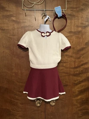 Conjunto de suéter y falda Draper James con diadema niñas 6X marfil y vino 3 piezas vacaciones Foto 1 de 4