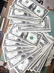 Fancy Serial Number Trinarys $1 One Dollar Bill Currency’s Random Bills & Years. - Picture 1 of 2