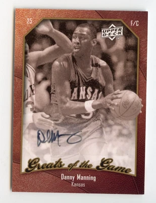 2010 UD Greats of the Game Danny Manning Auto #15 Kansas Jayhawks Clippers Suns - Image 1 of 2