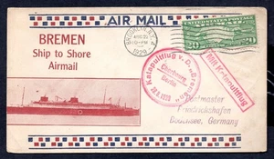 USA - 1929 Bremen Ship to Shore Airmail Catapult Cover New York to Germany - Picture 1 of 2