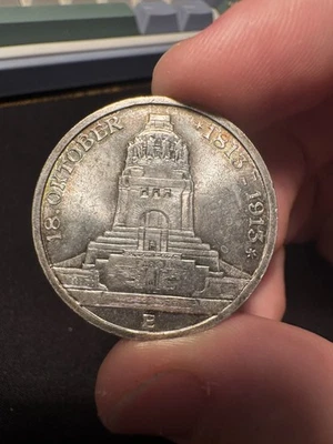 Germany 1913 E Leipzig Silver 3 Mark Uncirculated Rainbow Toning - Image 1 of 4