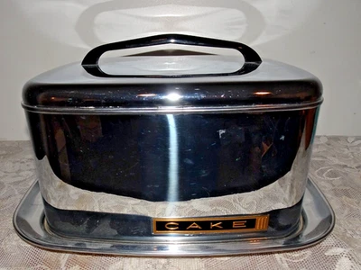 Lincoln Beauty Ware Acero Inoxidable Cromo Pastel Postre Porta Pasteles 1960 Cocina Foto 1 de 4