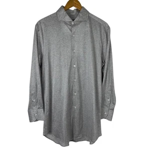 Canali Heather Grey Cotton Jersey Knit Long Sleeve Shirt LG Quiet Luxury Italy - Picture 1 of 13