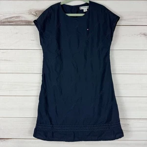Tommy Hilfiger Girls Navy Blue Embroidered Dress Size 7 - Picture 1 of 4