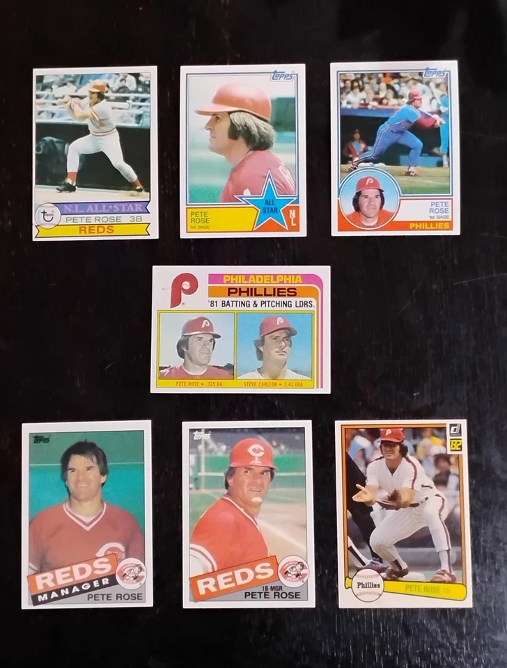 Lot of 7 Pete Rose 1979 Topps and 6 Early 1980's Cards - Overall Great Centering - Image 1 of 4