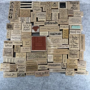 Lot Of 50+ Vintage STAMPIN’ UP Wood Stamps Assorted Sayings Words New/Used 5lbs+ - Picture 1 of 5