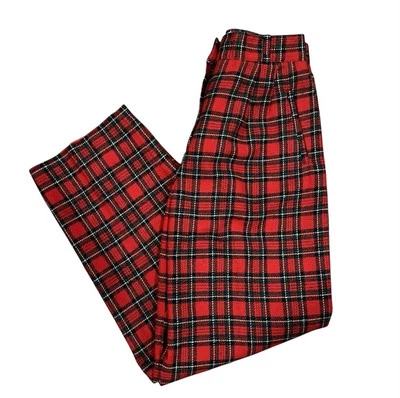 Norton McNaughton Tartan Plaid Pants Trousers Wool Blend Lined Flame Sz 8 Vtg - Image 1 of 4