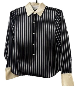 NWT BLOOMINGDALE'S 100% Silk Striped Blouse size Petite 6 - Picture 1 of 2