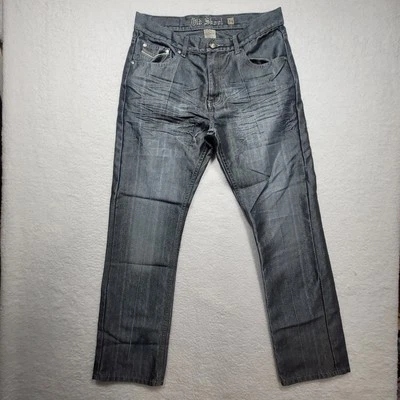 Pantalones de mezclilla Old Skool para hombre 36 grises metálicos pierna recta ropa de calle 36x32 Foto 1 de 4