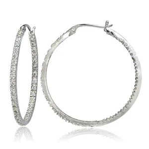 Sterling Silber Zirkonia Inside Out 35 mm Runde Creolen - Bild 1 von 3