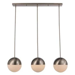 Expedition 3-Light Brushed Nickel Island Pendant, Glass Orb Shades - Picture 1 of 6