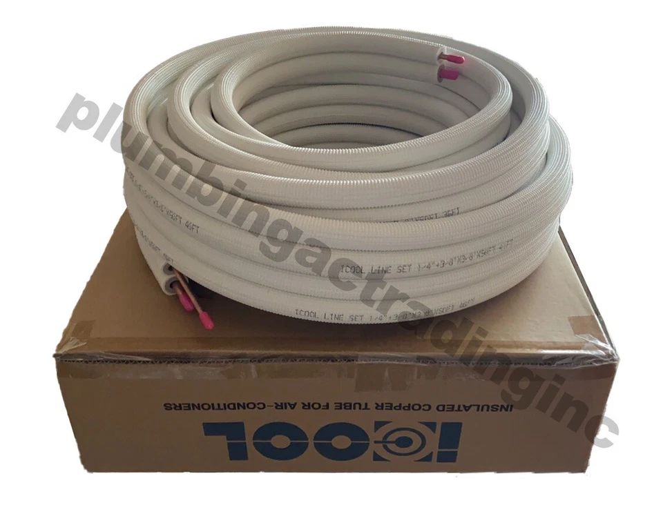 1/4" X 5/8" x 50 Ft Insulated 100%Copper Tubing AC mini split Ductless Line set. - Image 1 of 1