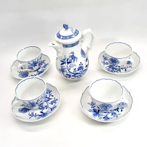 Hutschenreuther 1814 Blaue Zwiebel Porzellan Tee Set, Teekanne 4 Tassen Sets - Bild 1 von 7