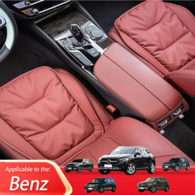 Faux Leather Car Seat Cushion Universal For Mercedes-Benz Front Seat Red Foto 1 de 4