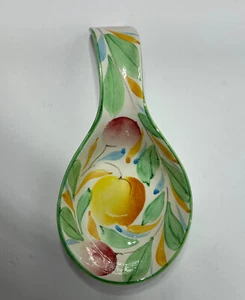 Cuchara Ceramica Alfa Descanso Hecho en Italia Coloridas Frutas y Hojas - Imagen 1 de 4