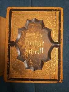 1882 Family Bible Pronouncing New and Old Testament Leather ILLUSTRATED - Foto 1 di 24
