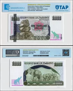 Zimbabwe 1000 dollari, 2003, P-12b, UNC, banconota autenticata - Foto 1 di 1