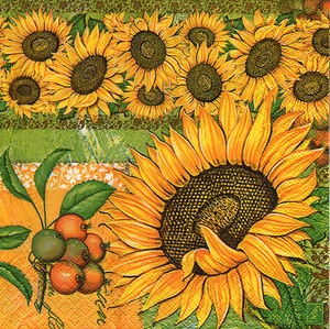 4 Motivservietten Servietten Napkins Tovaglioli Blumen Sonnenblumen (877) - Picture 1 of 1