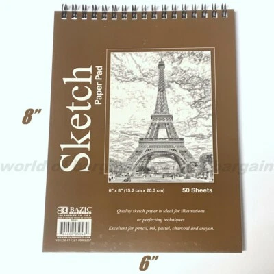 BAZIC PRODUCTS 50 sheets SKETCH PAD 6x8 Sketchbook Premium Quality Drawing Art Paper Book C111