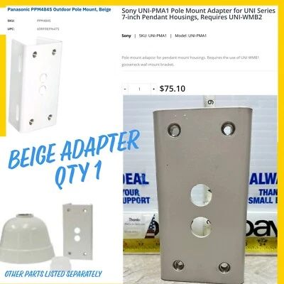 Panasonic pole mount adapter camera mount BEIGE PPM4845 Works W Sony UNI-PMA1 - Image 1 of 4