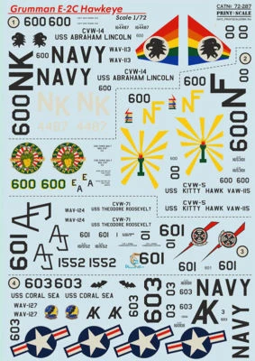 Print Scale 72-287 - 1/72 Wet Decal For Grumman E-2 C Hawkeye Aircraft - Image 1 of 4