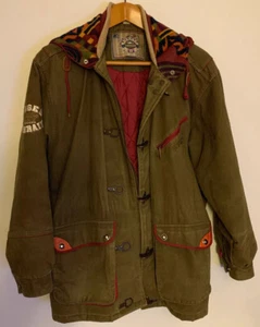 Giacca spessa STARTER VINTAGEGA anni 90 cappuccio azteco robusto verde forrest M FUNZIONA GRANDE - Foto 1 di 10
