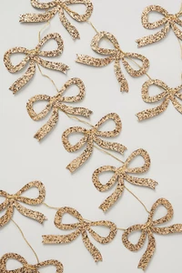 NWT ANTHROPOLOGIE MERI ENGLAND GOLD GLITTER BOW CHRISTMAS HOLIDAY GARLAND 6’ - Picture 1 of 2