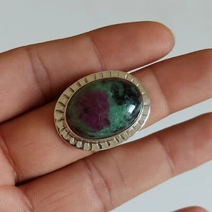 RUBY ZOISITE NATURAL GEMSTONE 925 STERLING SILVER HANDMADE JEWELRY RING 3 TO 12 - Picture 1 of 6