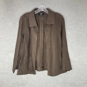 Talbots Blazer Womens Sz L Petite Brown Irish Linen Jacket Minimalist Timeless - Picture 1 of 8