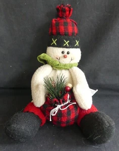Peluche Bonhomme de neige en tissu – Hauteur 20 cm – Jouet décoratif vintage 376 - Imagen 1 de 5
