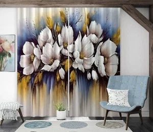 3D Weiße Blumenmalerei H6133 Foto Blockout Vorhang Stoff Fenster Erin 2023 - Picture 1 of 7