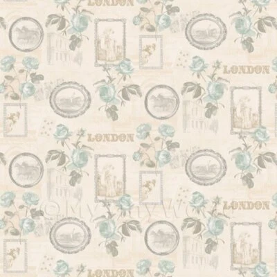 Casa Delle Bambole Miniatura Blu Pallido Rose E Immagine Cornici Carta da Parati - Immagine 1 di 4