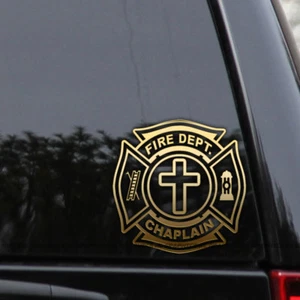 Chaplain Firefighter Tetra Cross Christian Vinyl Decal Sticker - Picture 1 of 2