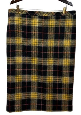 Falda Midi Pure Collection Tartán Lana Pura Amarillo Cuadros Talla US 14/16 NUEVA Foto 1 de 4