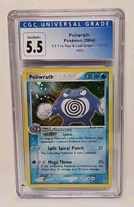 Tarjeta Pokémon Poliwrath 11/112 Holo EX Rojo Fuego y Verde Hoja 2004 Clasificada CGC 5.5 - Imagen 1 de 6