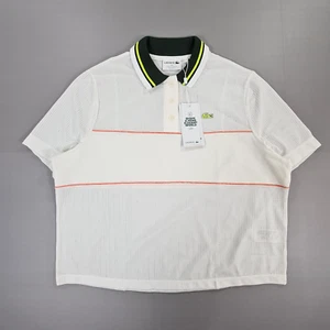 Lacoste Womens Polo Shirt White 44 Tipped Collar French Made Loose Cut PF5627 - Picture 1 of 9
