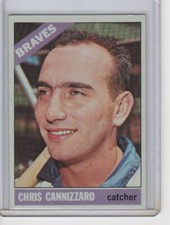 Chris Cannizzaro Atlanta Braves 1966 Topps Baseball Card #497 (SET BREAK) (B)
