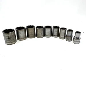 VTG Craftsman V Series Lot of 9 - 12 Point 1/2" Drive Sockets Made in USA - Picture 1 of 10
