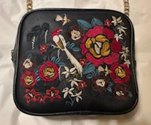 Black/Multi Embroidered Bird of Paradise and Flowers Crossbody Bag from New Look - Picture 1 of 5