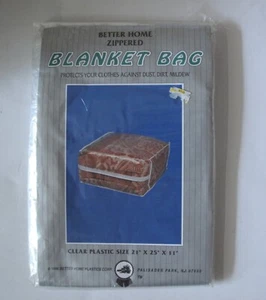 BLANKET STORAGE BAG Clear Zippered Plastic Cover 21 x 25 x 11 - Picture 1 of 1