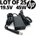 Lot of 25 Genuine 45W HP Power Adapter Laptop Charger 19.5V 2.31A 7.4*5mm & Cord