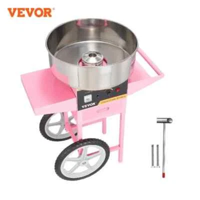 Electric Cotton Candy Machine with Cart 1000W with Bowl Sugar Scoop and Drawer - Image 1 of 4