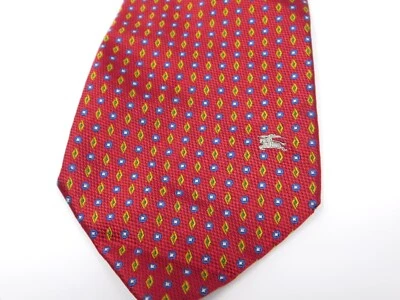 Burberry Men's Tie Multicolor Red Solid 100% Silk Geometric Classic Necktie - Image 1 of 4