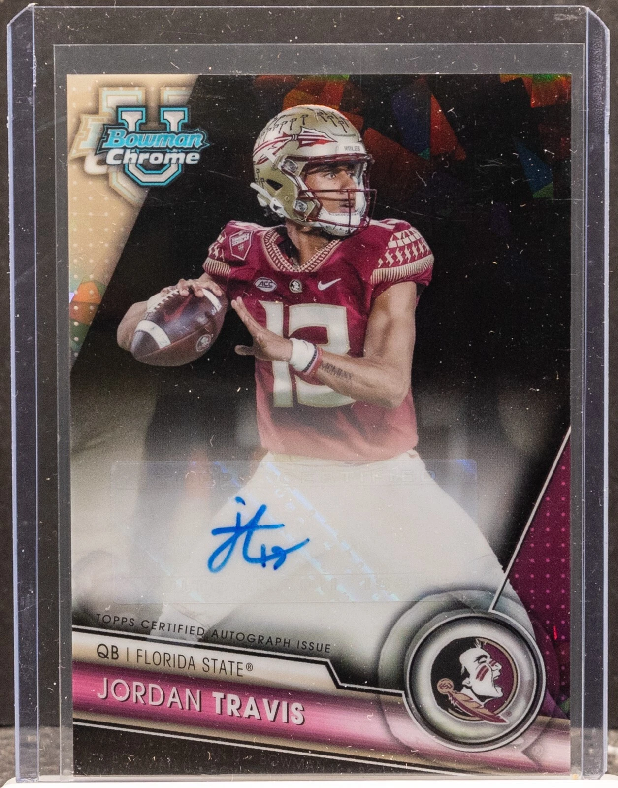 JORDAN TRAVIS 2023 Bowman University Chrome Sapphire Black Refractor RC Auto /10