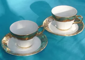 2 tazze e piattini vintage Arnart porcellana Demitasse con ampio bordo oro, Giappone - Foto 1 di 4