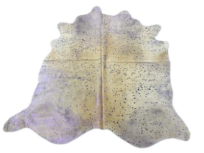 Purple Metallic Acid Washed Cowhide Rug (background beige) Size: 6.5x6' D-129 - Image 1 of 4
