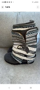 MUK LUKS grauer Wildlederimitat Strick Pullover Stiefel Damen 7 - Bild 1 von 6